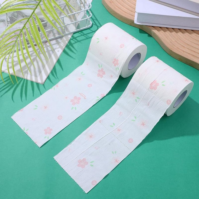 GARVALON Floral Printed Pink Toilet Paper Rolls 4 Pack Bathroom Tissue Home Office - Image 4